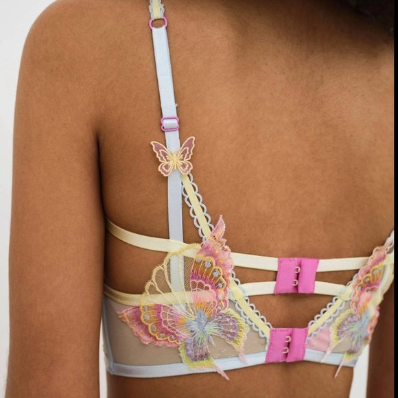 For Love & Lemons Pastel Papillon Longline Bra Size 34DD NWT - Picture 3 of 7